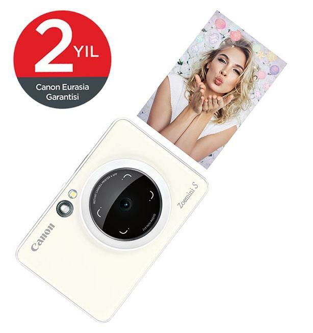Canon Zoemini S Şipşak Beyaz Fotoğraf Makinesi+10'lu Kağıt Hediyeli