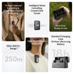 DJI Mic 2 Wireless 2 Kişilik Kompakt Mikrofon Kiti  -Karfo Karacasulu Garanti