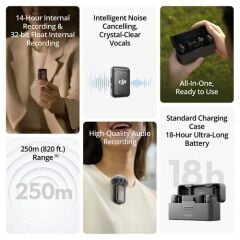 DJI Mic 2 Wireless 2 Kişilik Kompakt Mikrofon Kiti  -Karfo Karacasulu Garanti