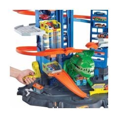 Hot Wheels Ultimate Garage GJL14 Çok Katlı Garaj ve Robotik T-Rex Özellikli Dayanıklı Plastik Oyuncak Araba Seti – Çocuklar İçin