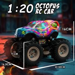 Gepettoys Işıklı Gövde 1:20 2.4ghz Uzaktan Kumandalı Şarjlı Araba Bigfoot Climbing Car Rock Crawler Renkli