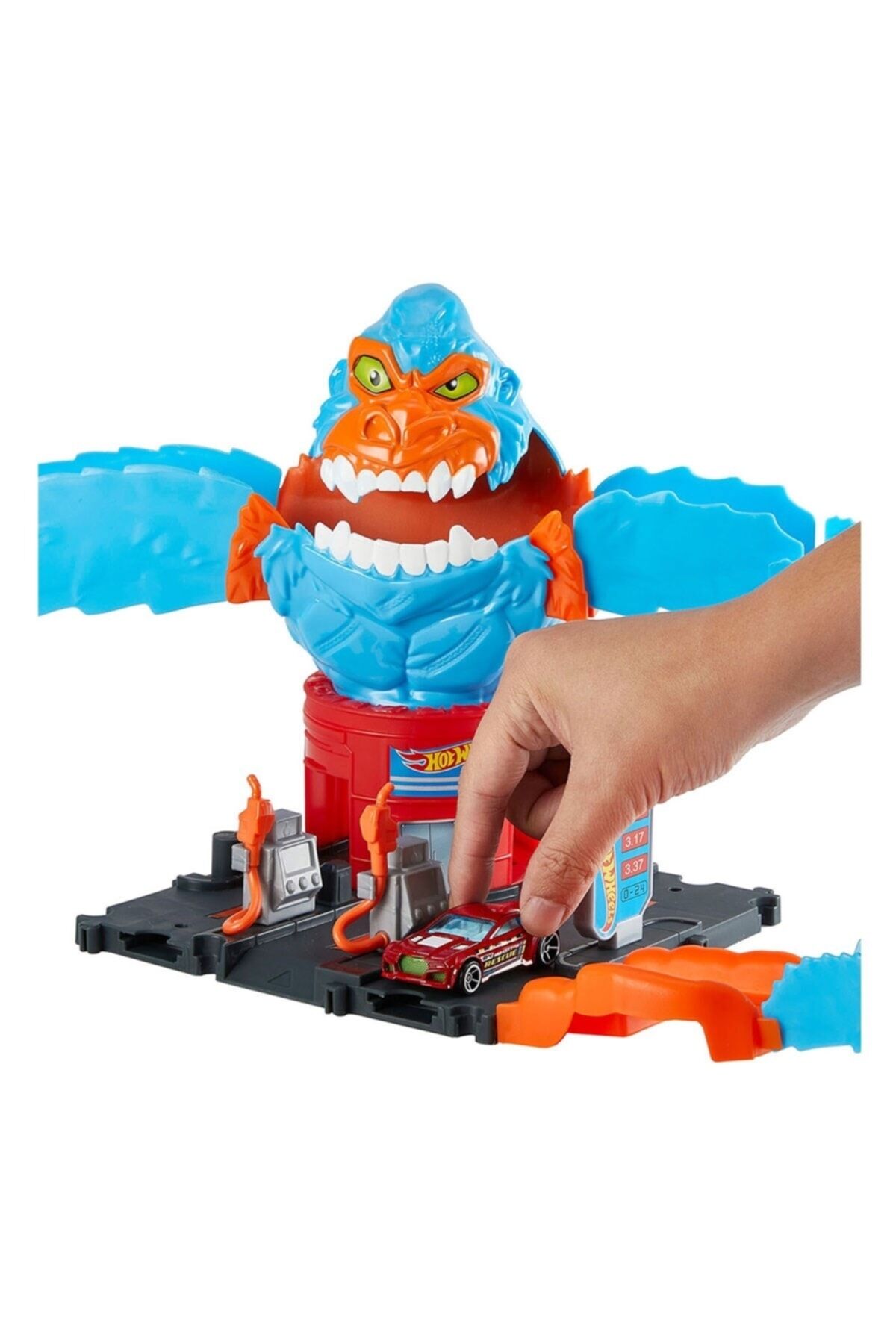 HOT WHEELS Wreck & Ride Gorilla Düşman Yaratıklar Oyun Seti ve 1 adet oyuncak araba HDR30