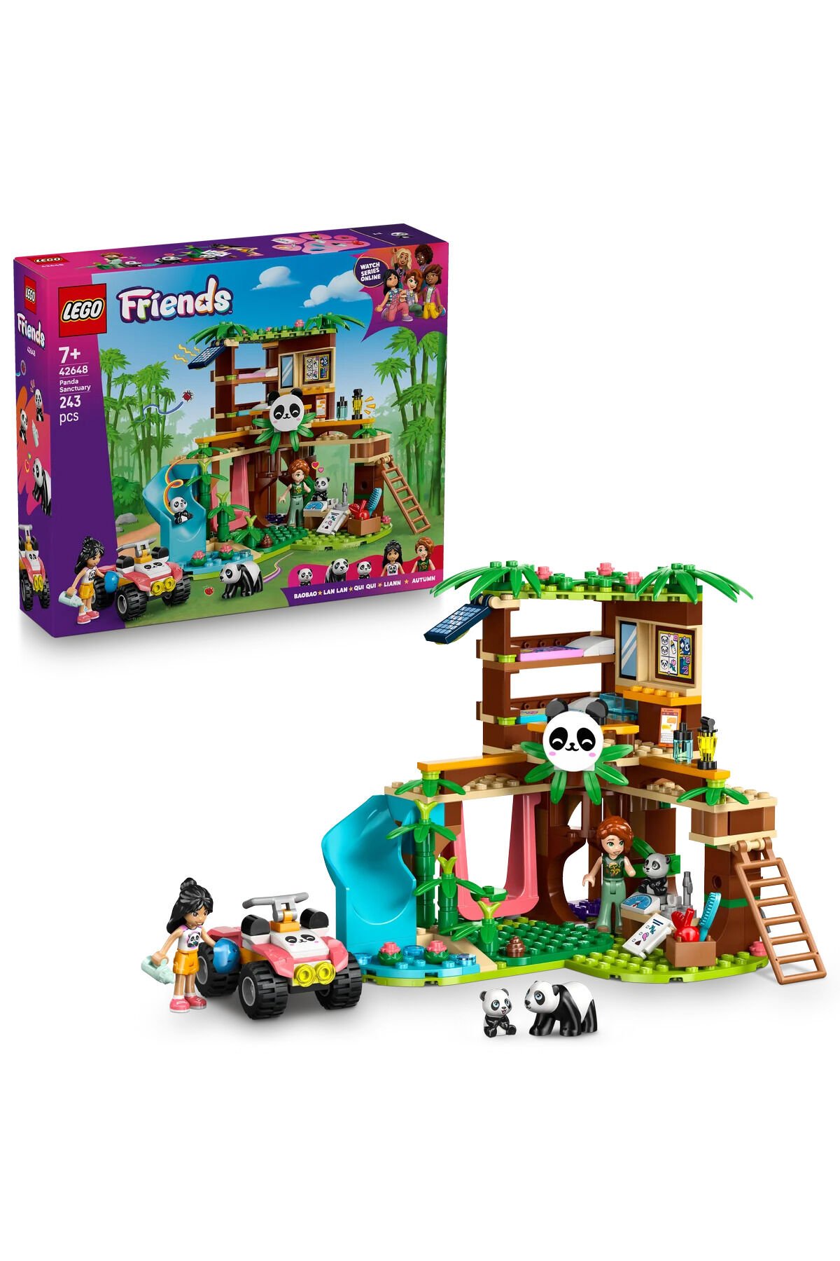 LEGO ® Friends Panda Barınağı Hayvan Bakımı 42648 - 7+ için 2 Mini Bebek ve 3 Panda Figürü İçeren Oyuncak Yapım Seti (243 Parça)