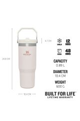 Stanley The IceFlow Flip Straw Rose Quartz Pipetli Termos Bardak 0,89 LT