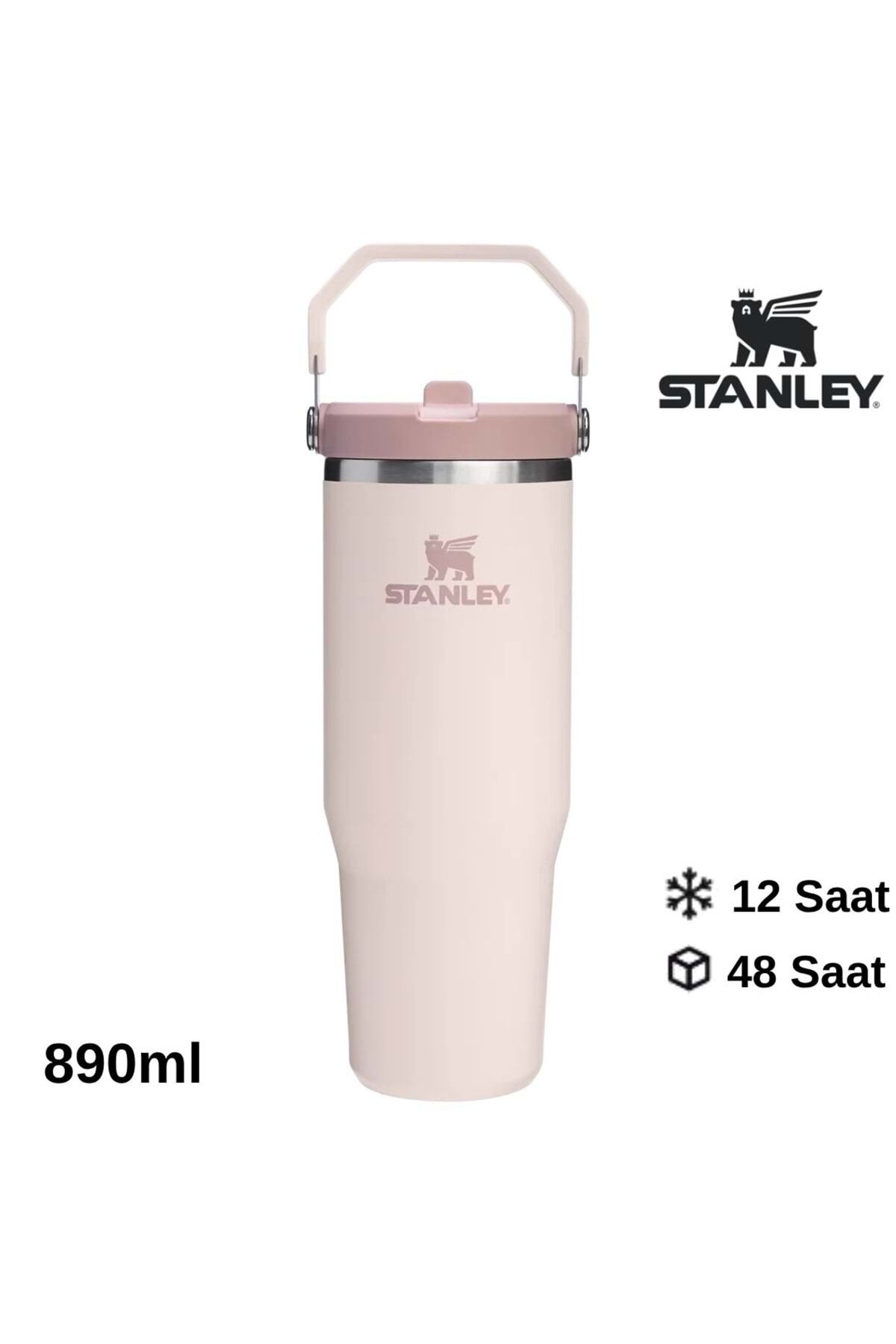 The Iceflow Flip Straw Pipetli Termos Bardak 0,89 Lt Toz Pembe