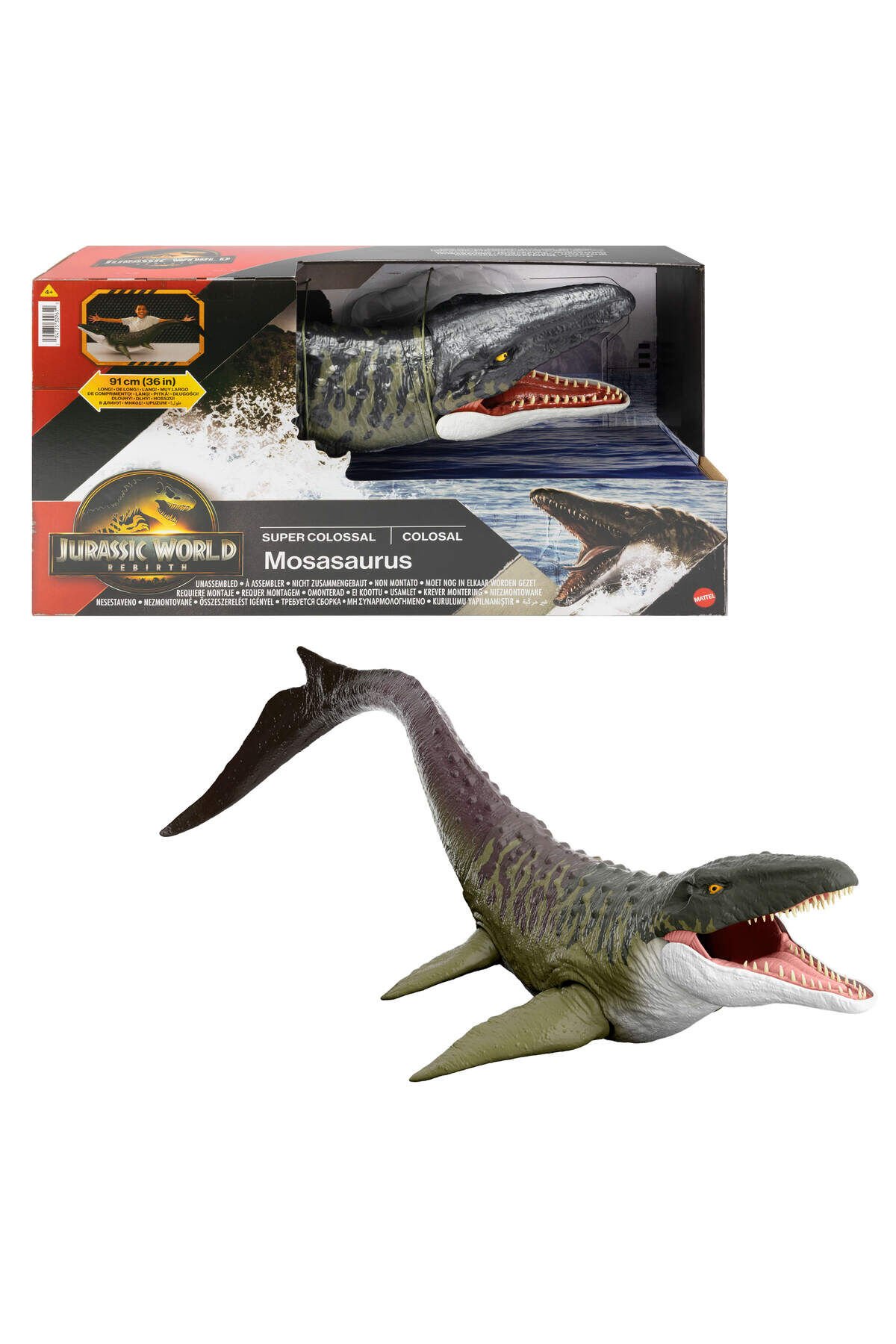 Jurassic World Mattel Jurassic World Devasa Mosasaurus Figürü, dinozor oyuncağı JGB51