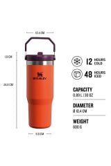 Stanley The IceFlow Flip Straw Pipetli Termos Bardak 0,89 LT -Turuncu