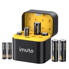 Imuto 3000mWh AA & 1300mWh AAA Lityum Şarjlı Pil Seti (4+4) Yuvalı Şarj Ünitesi